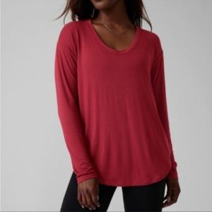 Athleta red long sleeve tee NWOT